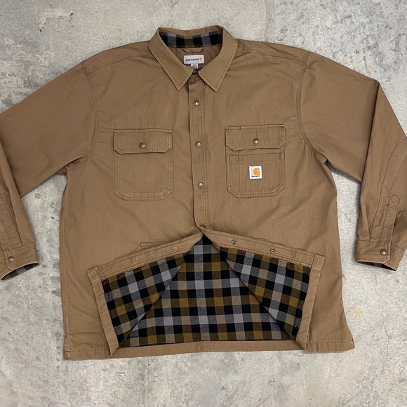Carhartt Men's 2XL Rugged Flex Canvas Fleece Lined Snap Front Jacket - Picture 5 of 10